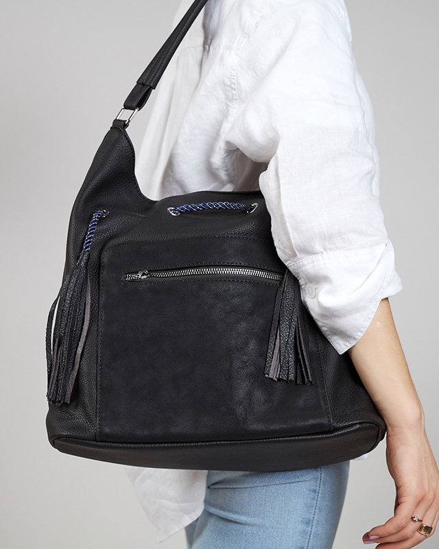 Sac cabas femme noir avec cordons de serrage - Accessoires