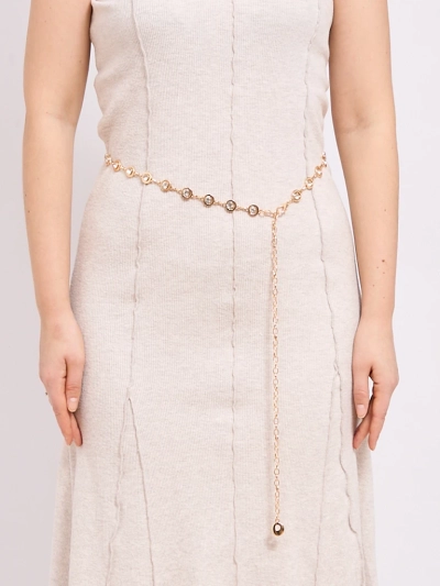 Aurelia Bella Donna – ceinture métallique pour femmes avec cristaux, dorée 115 cm