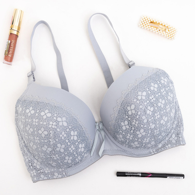 Soutien-gorge en dentelle gris pour femmes - Sous-vêtements