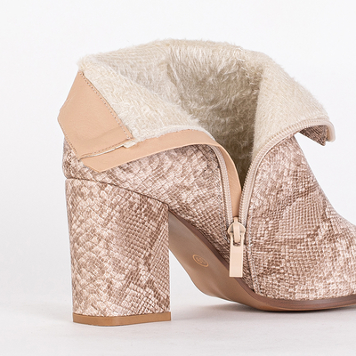 Bottes sur un montant supérieur en peau de serpent a'a Pekan - Chaussures