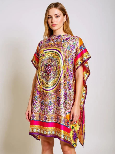 Paréo Melania Royalfashion – robe multicolore coupe kimono jusqu'aux genoux