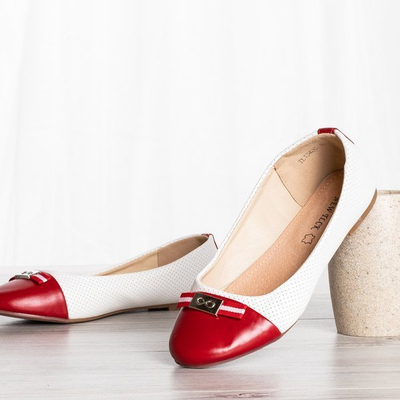 Ballerines pour enfants Kissy blanches et rouges - Chaussures 1