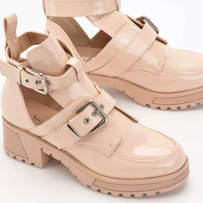 OUTLET Boots femme beiges embossées Lerika - Chaussures