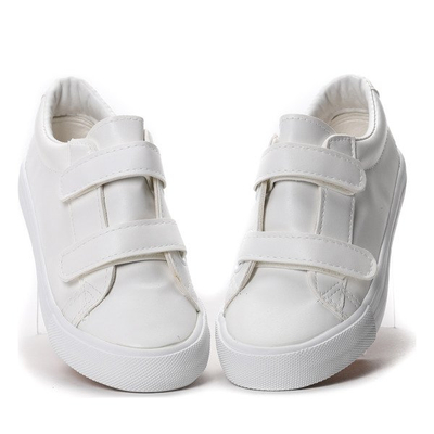 Dziecięce, białe tenisówki na rzepy - Obuwie
