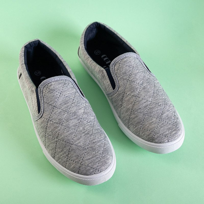 Slip-on matelassé gris pour femme avec empiècements bleu marine Weridia - Footwear