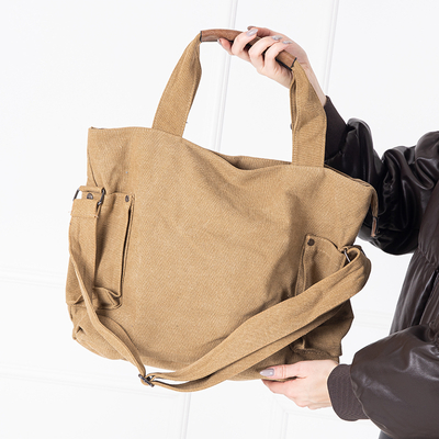 Sac shopper femme marron clair avec inscriptions - Accessoires