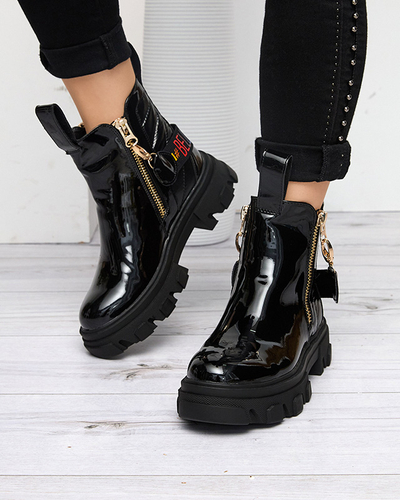 Bottines en cuir verni noir pour femme Osallu - Footwear