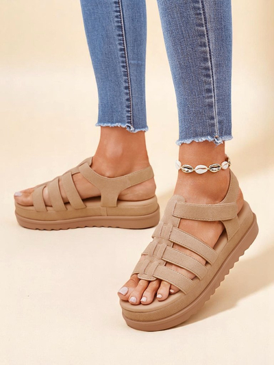 Sandales pour femmes Royalfashion Helena Classico plateforme marron clair