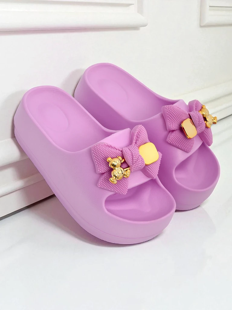 Royalfashion Tongs en caoutchouc pour femme avec nœud décoratif Alday