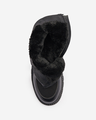 Bottes noires à talon plat pour femmes Mefina- Footwear