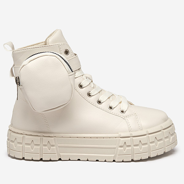 OUTLET Chaussures de sport pour femmes en cuir écologique de couleur crème Kolibs- Footwear