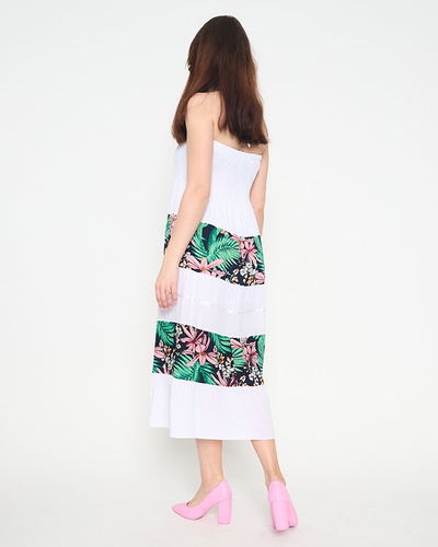 Robe midi fleurie blanche pour femme - Vêtements