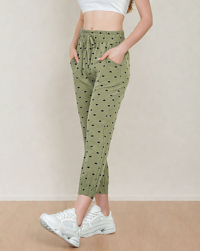 Royalfashion Pantalon en tissu femme avec cœurs