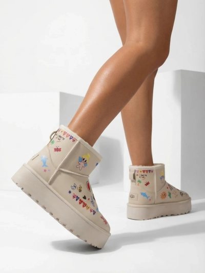 Bottines Lemuria - Bottes de Neige Cr\[egrave\]me Doodle \[agrave\] Semelle \[E]paisse Furrini