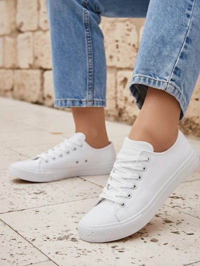 Aurelia Bianche – baskets blanches Royalfashion en cuir écologique, plates