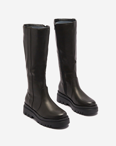 Bottes noires pour femmes en cuir écologique Roterika - Chaussures