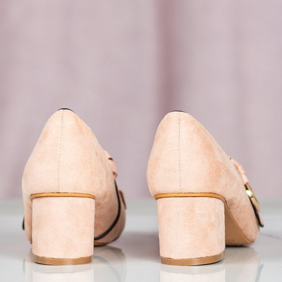 Escarpins roses avec des décorations sur les talons bas Ever - Chaussures 1