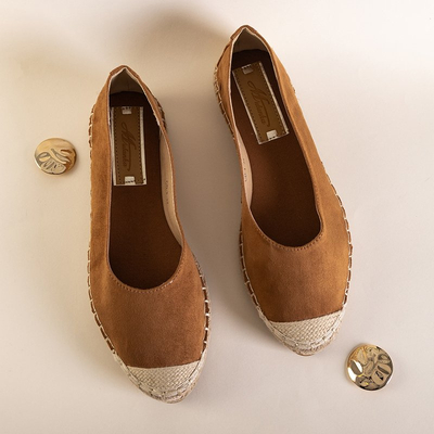 OUTLET Espadrilles éco-suède marron clair pour femmes Silina - Chaussures