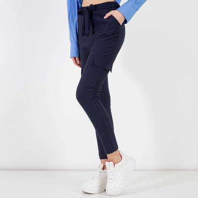 Pantalon cargo femme bleu marine avec poches - Vêtements