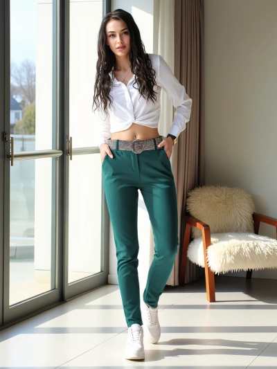 Royalfashion Pantalon Femme en Tissu