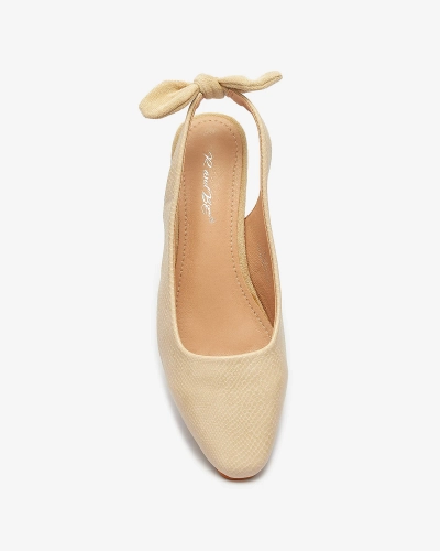 Escarpins femme beige avec gaufrage et nœud Olikasa - Chaussures
