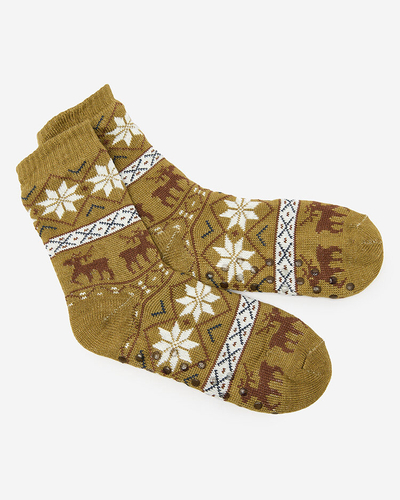 Royalfashion Chaussettes isolées vertes de Noël pour homme