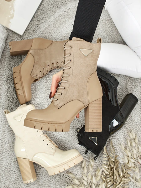 Bottines femme en éco-daim à talons épais Event Bramble