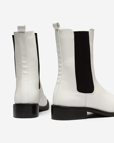 Bottes hautes blanches pour femmes à bout carré Ludiz- Footwear