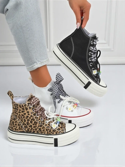 Baskets Callisto Noires à Plateformes en Tissu avec Accents Rétro pour Femmes