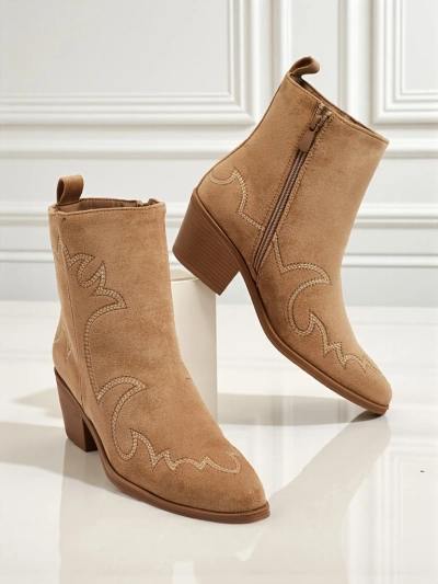 Bottines femme style santiags Velvet Ash – à talons