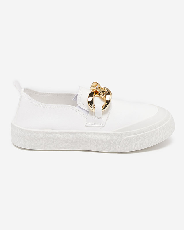 OUTLET Slip-on blanc pour femme avec semelle plus épaisse et décoration Senula - Footwear
