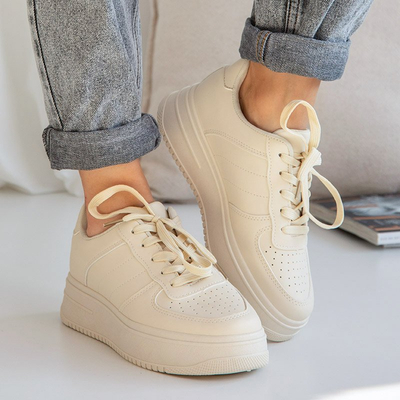 Baskets Plateforme Femme Beige Silvina - Chaussures