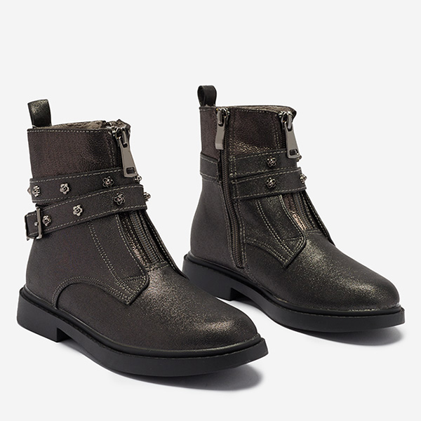 OUTLET Bottes brillantes pour fille couleur graphite Allasi- Footwear
