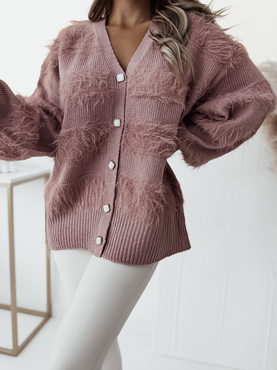 Royalfashion Cardigan femme rose vif avec boutons