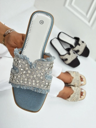Royalfashion Mules pour femme avec strass CrystalEase