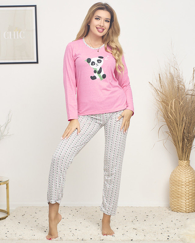 Pyjama femme rose avec un panda - Vêtements