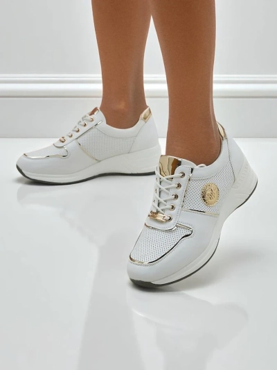 Sneakers compensées pour femmes Calista Athena blanches en cuir écologique