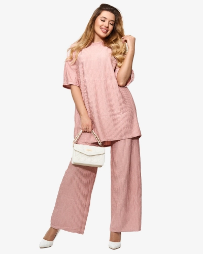 Ensemble côtelé pour femme en rose - Vêtements