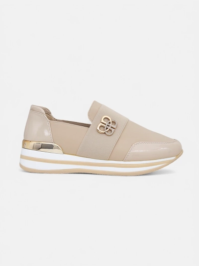 Mocassins pour femmes Aurora Classico Beige cuir écologique talons plats