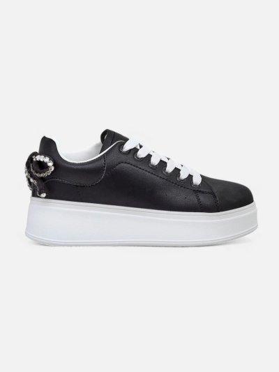 Royalfashion Sneakers de sport pour femmes à plateforme avec nœud en ruban