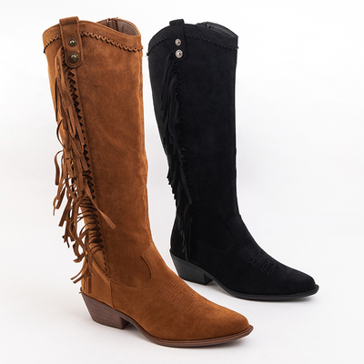 Bottes de cowboy a'la pour femmes à franges camel Ariona - Chaussures