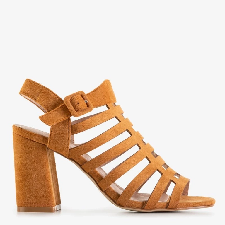 OUTLET Sandales à rayures marron clair pour femmes sur le poteau du Sim - Chaussures