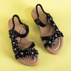 Sandales pour femmes noires à fleurs Aflori - Footwear