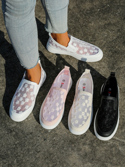 Royalfashion Mocassins en mesh pour femmes avec fleurs Emzos