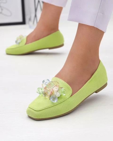 Mocassins en éco-suède vert pour femme Gepossa- Footwear