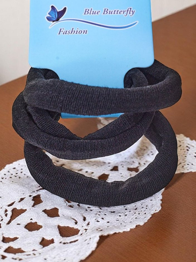 Royalfashion Lot de 3 élastiques noirs pour cheveux Nero