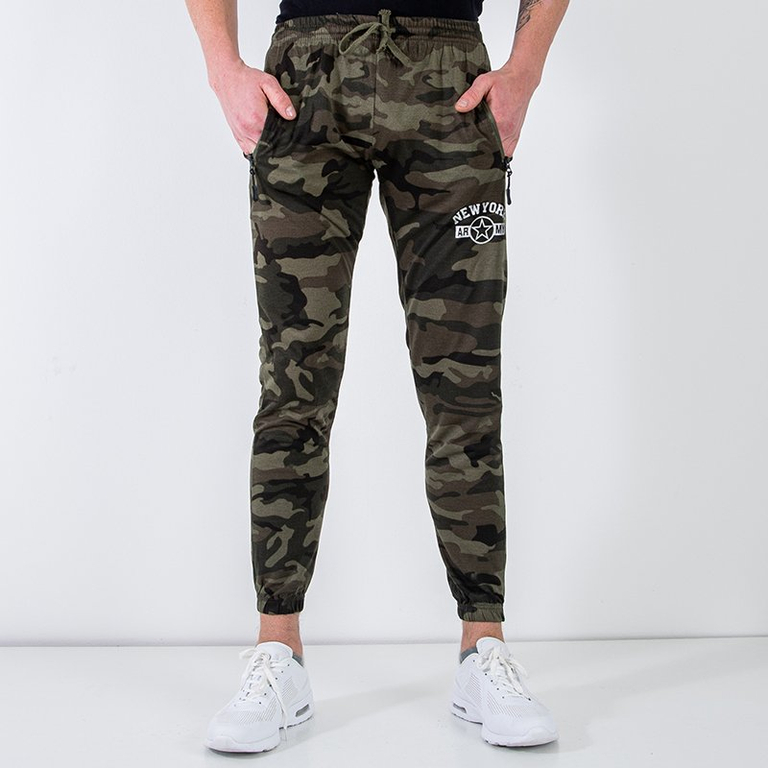 Pantalon de jogging homme vert foncé à imprimé argenté - Vêtements