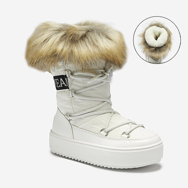 Bottes de neige a'la blanches pour enfants avec fourrure Asika - Chaussures
