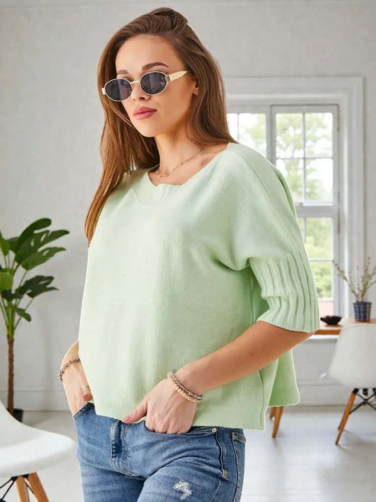 Pull en viscose Royalfashion pour femmes à manches courtes