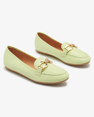 Mocassins pour femme en éco-cuir vert avec embellissement Wiwet-Footwear